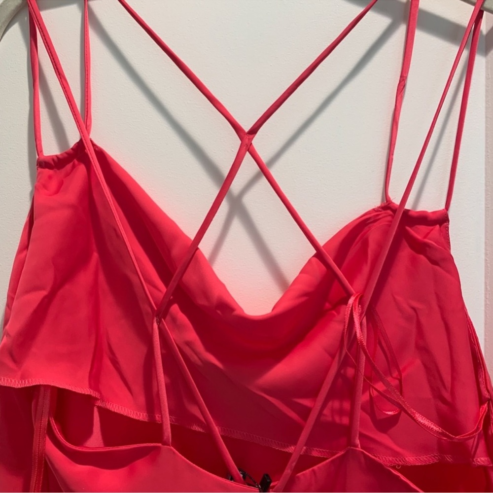 ZARA Pink SATIN LINGERIE STYLE DRESS NWT - Picture 6 of 7